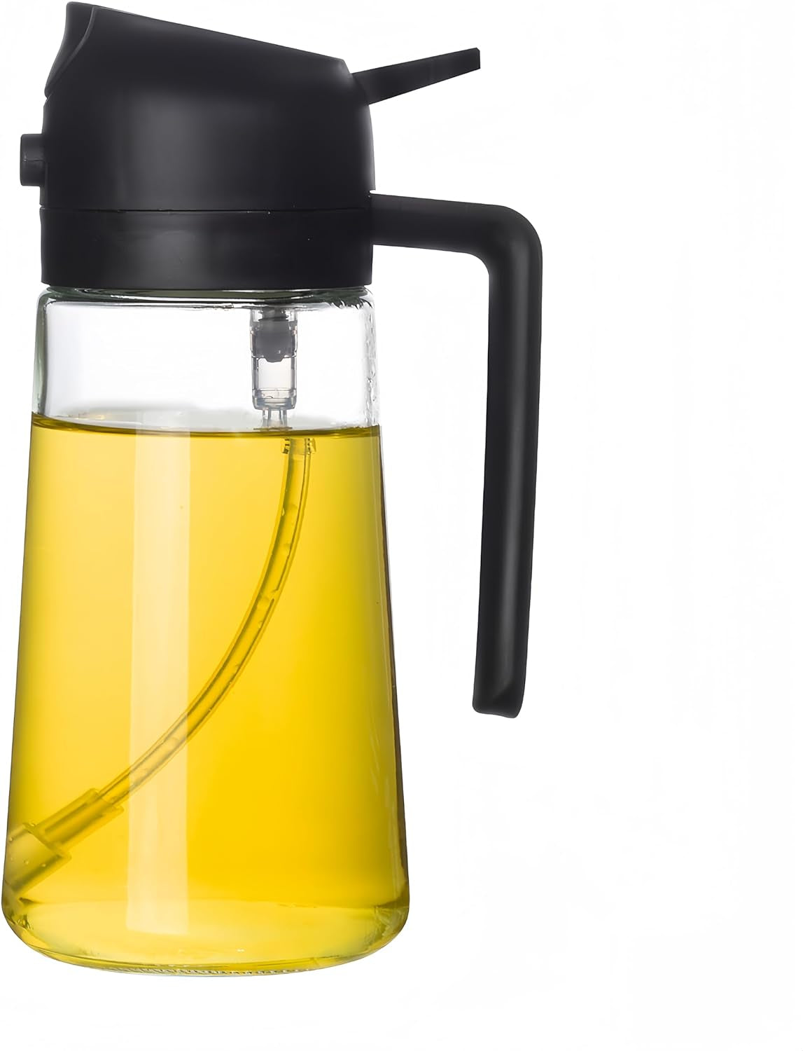 Glass Oil Spray Bottle 16 Oz for Cooking 2-In-1 Olive Oil Dispenser Sprayer and Pourer