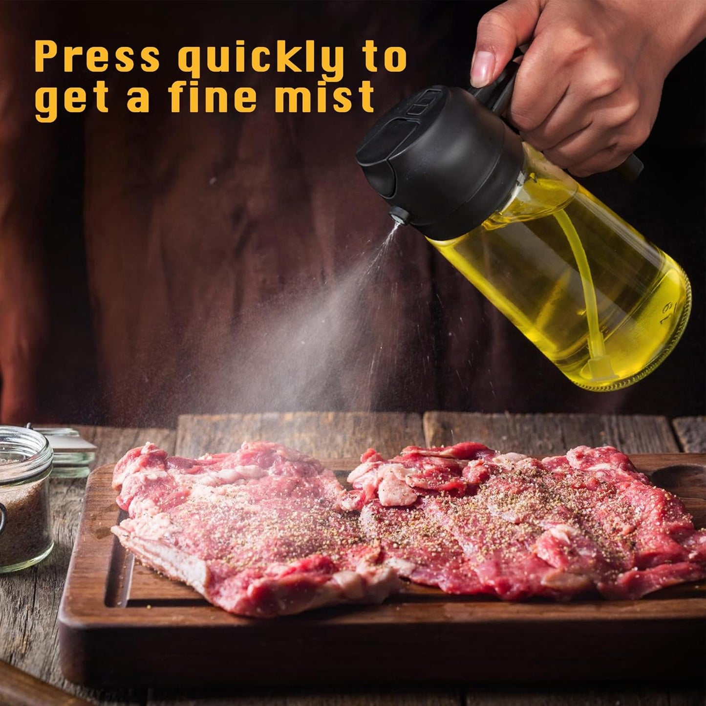 Glass Oil Spray Bottle 16 Oz for Cooking 2-In-1 Olive Oil Dispenser Sprayer and Pourer