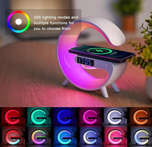 LED Night Lamp Digital Alarm Clock with Wireless Speaker Sound Machine & Charging Function for Mobile Phone 10 Lighting Modes Mini Size 𝐆𝟔