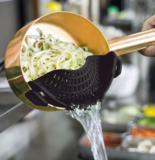 Clip On Colander Strainer Fits All Pots and Pans Drain Strainer for Pasta Food