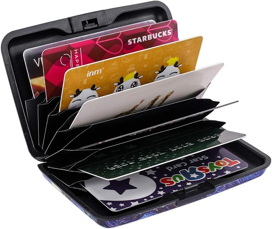 Aluminum Hard Case Wallet RFID Blocking Credit Cards Holder Metal Business ID Case for Men Women Starry Night