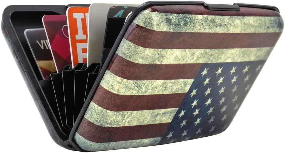 Aluminum Wallet RFID Blocking Credit Card Holder Business Card Case Metal ID Case for Men Women US Flag