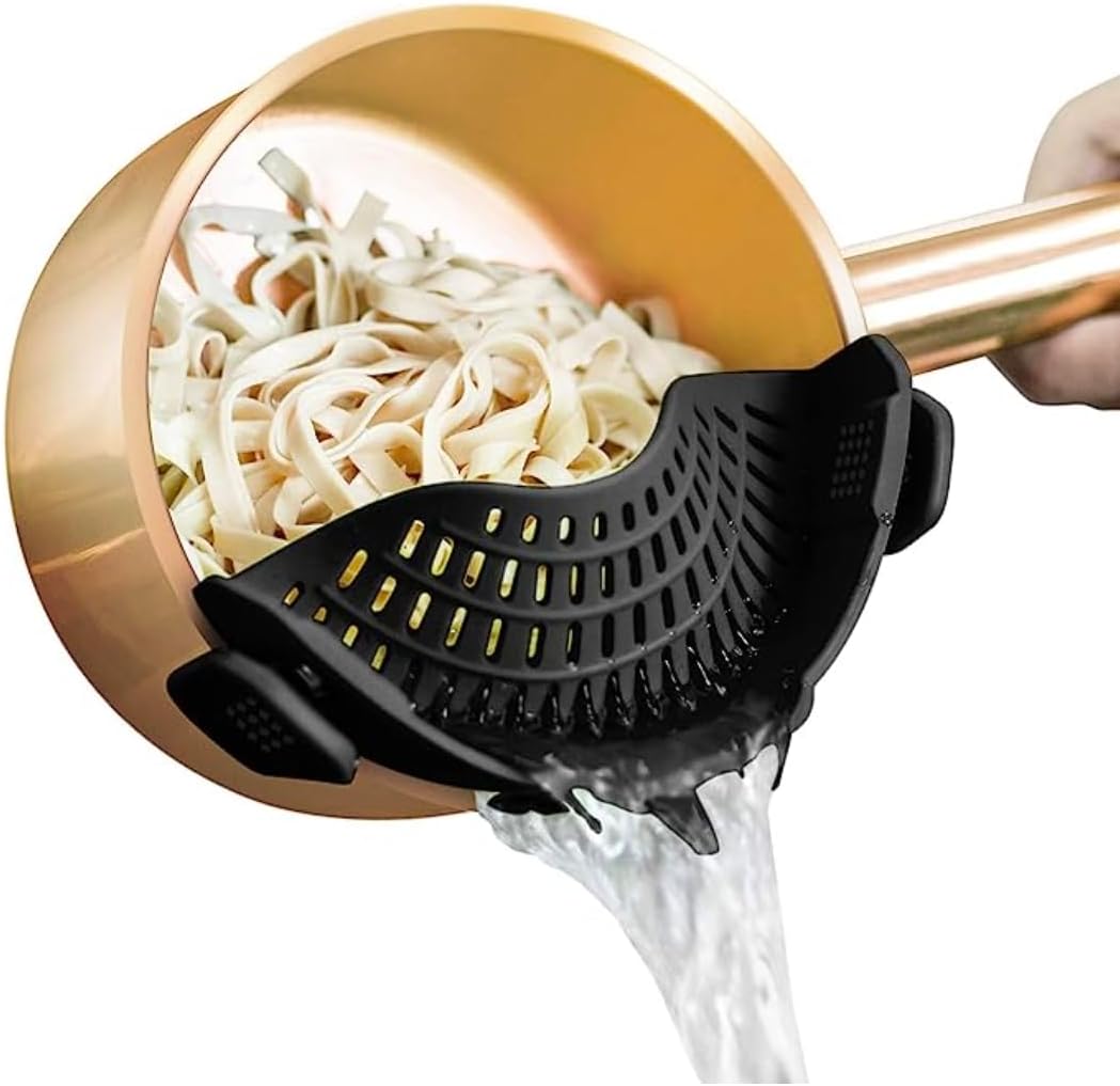 Clip On Colander Strainer Fits All Pots and Pans Drain Strainer for Pasta Food