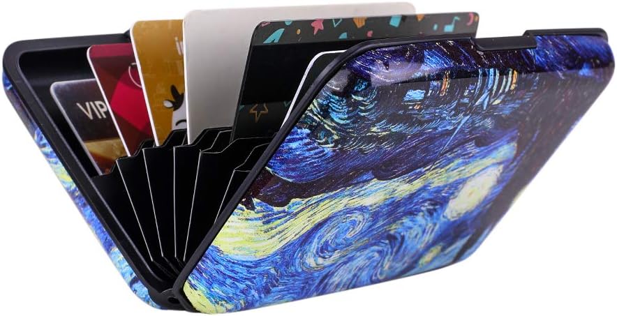 Aluminum Hard Case Wallet RFID Blocking Credit Cards Holder Metal Business ID Case for Men Women Starry Night