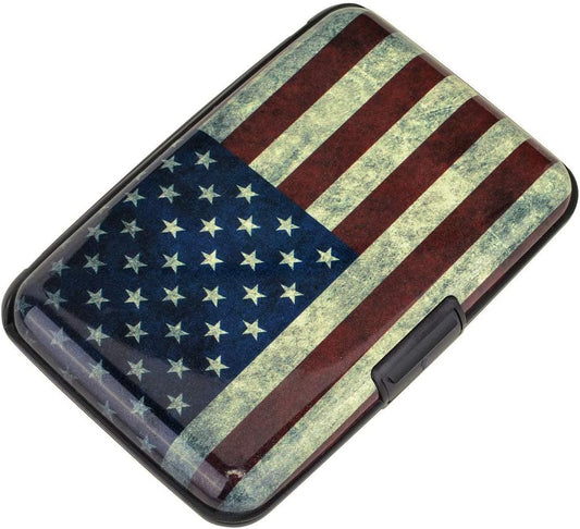 Aluminum Wallet RFID Blocking Credit Card Holder Business Card Case Metal ID Case for Men Women US Flag