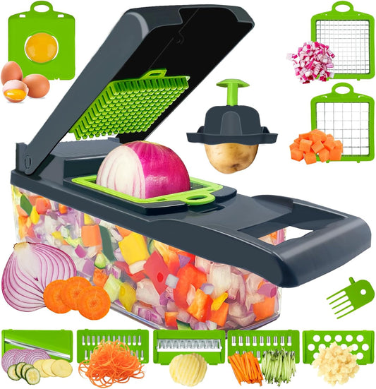 Vegetable Fruit Chopper Slicer Cutter Veggie Dicer Peeler Kitchen Multi-Functional 8 Multipurpose Blades and Hand Guard