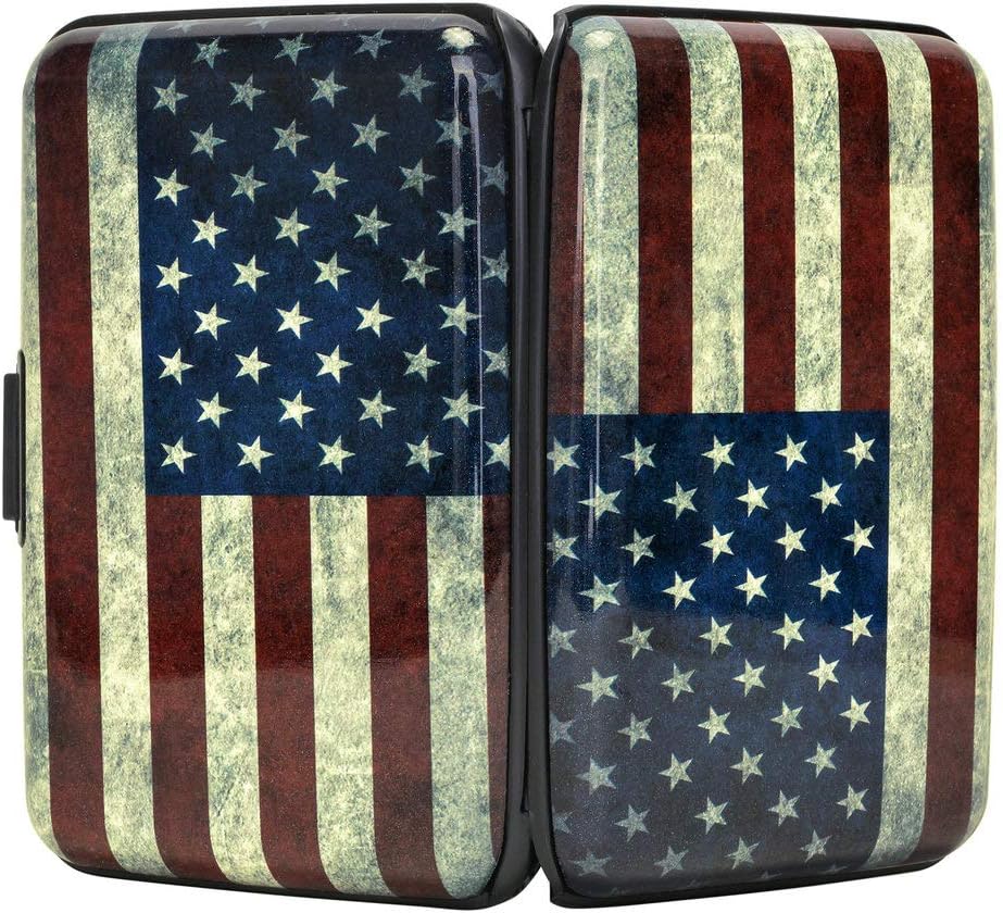 Aluminum Wallet RFID Blocking Credit Card Holder Business Card Case Metal ID Case for Men Women US Flag