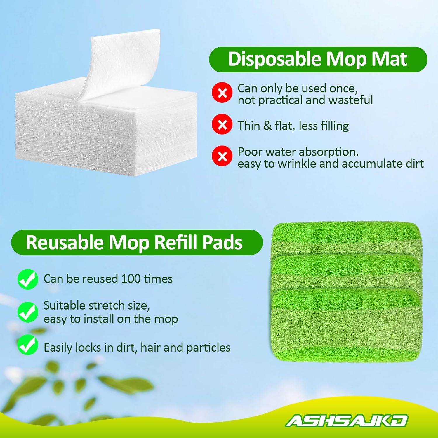 Microfiber Wet Dry Mop Pads Reusable Refills 10-12 inch Sweeper Mops for Cleaning Floors and Hardwood Floors 4 Pack