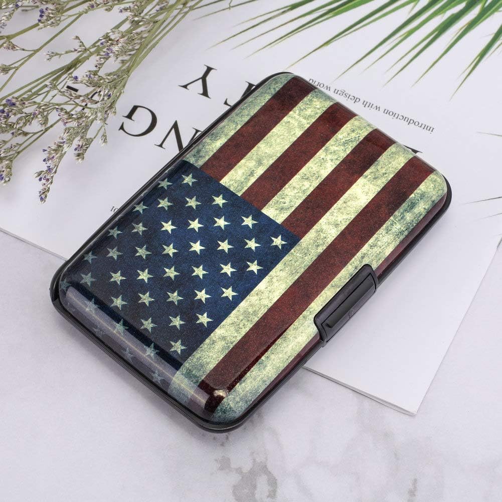 Aluminum Wallet RFID Blocking Credit Card Holder Business Card Case Metal ID Case for Men Women US Flag