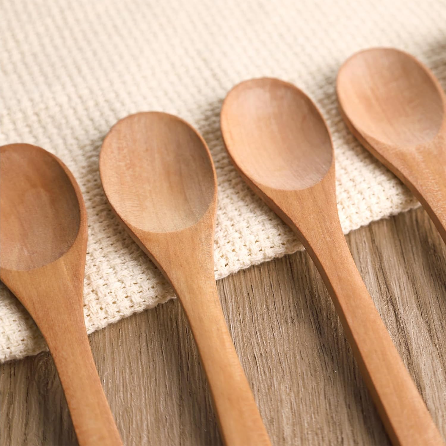 Small Wooden Soup Spoons Handmade 6 inch Wood 6PCS Serving Cooking Mixing Baking Teaspoons