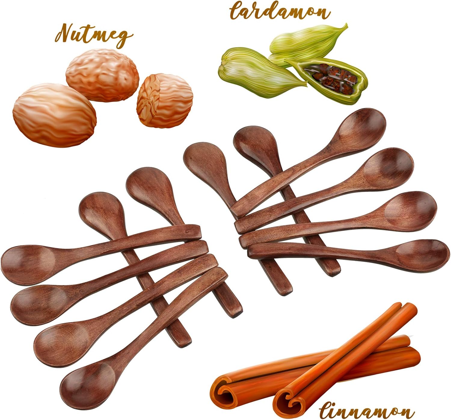 Vctitil 4-Piece Wooden Coffee Mixing Spoons - Long Handle Stirring Spoons For Coffee, Tea, Kitchen