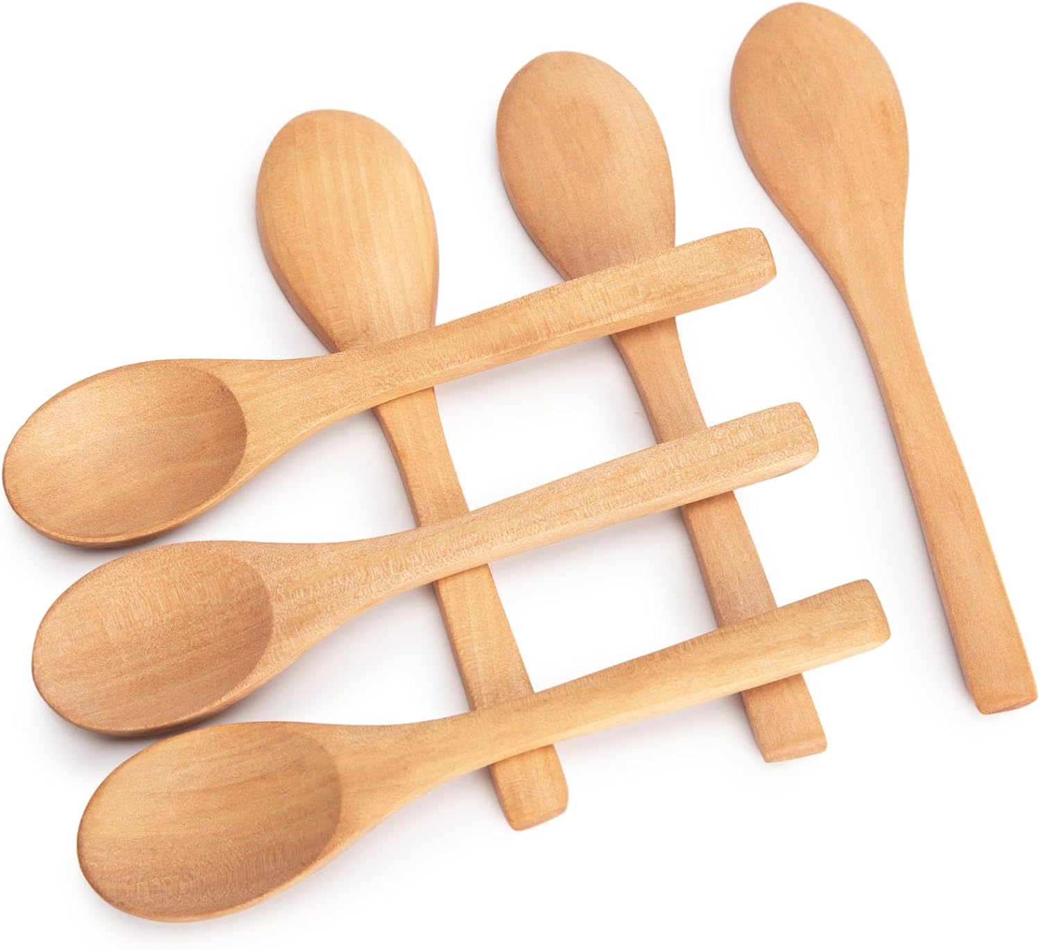 Small Wooden Soup Spoons Handmade 6 inch Wood 6PCS Serving Cooking Mixing Baking Teaspoons