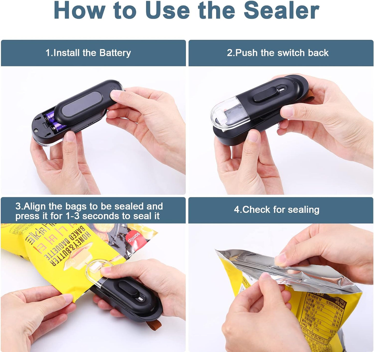 Handheld Food Bag Sealer and Cutter 2-In-1, Heat Seal for Freshness Food Storage Plastic Bags Potato Chip Bag, Snacks, Vegetables