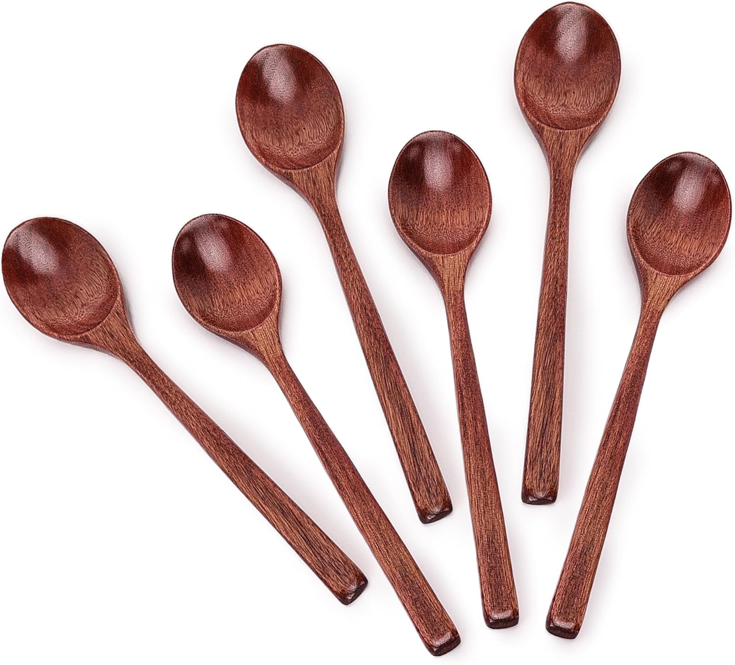 Wooden Serving Spoons Long Handle Handmade 9 inch Wood Teaspoons 6PCS Cooking Mixing Baking