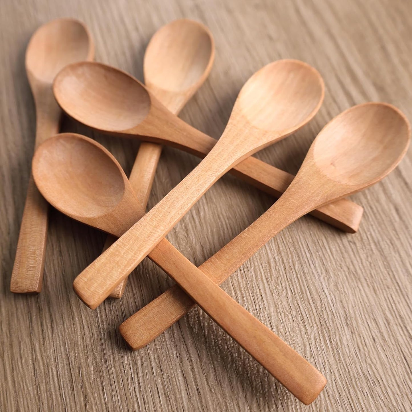 Small Wooden Soup Spoons Handmade 6 inch Wood 6PCS Serving Cooking Mixing Baking Teaspoons