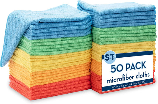 Microfiber Cleaning Cloth Towel for Home, Car 11.5 X 11.5 In - Reusable Microfiber Towels Assorted Colors 50 CT