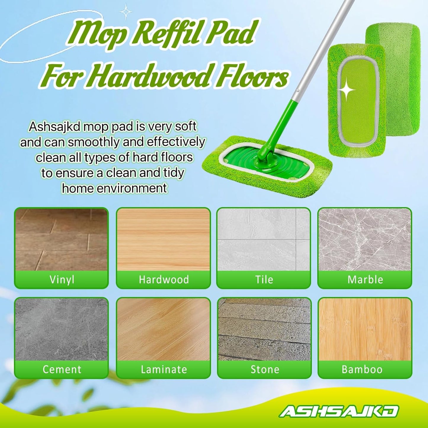 Microfiber Wet Dry Mop Pads Reusable Refills 10-12 inch Sweeper Mops for Cleaning Floors and Hardwood Floors 4 Pack