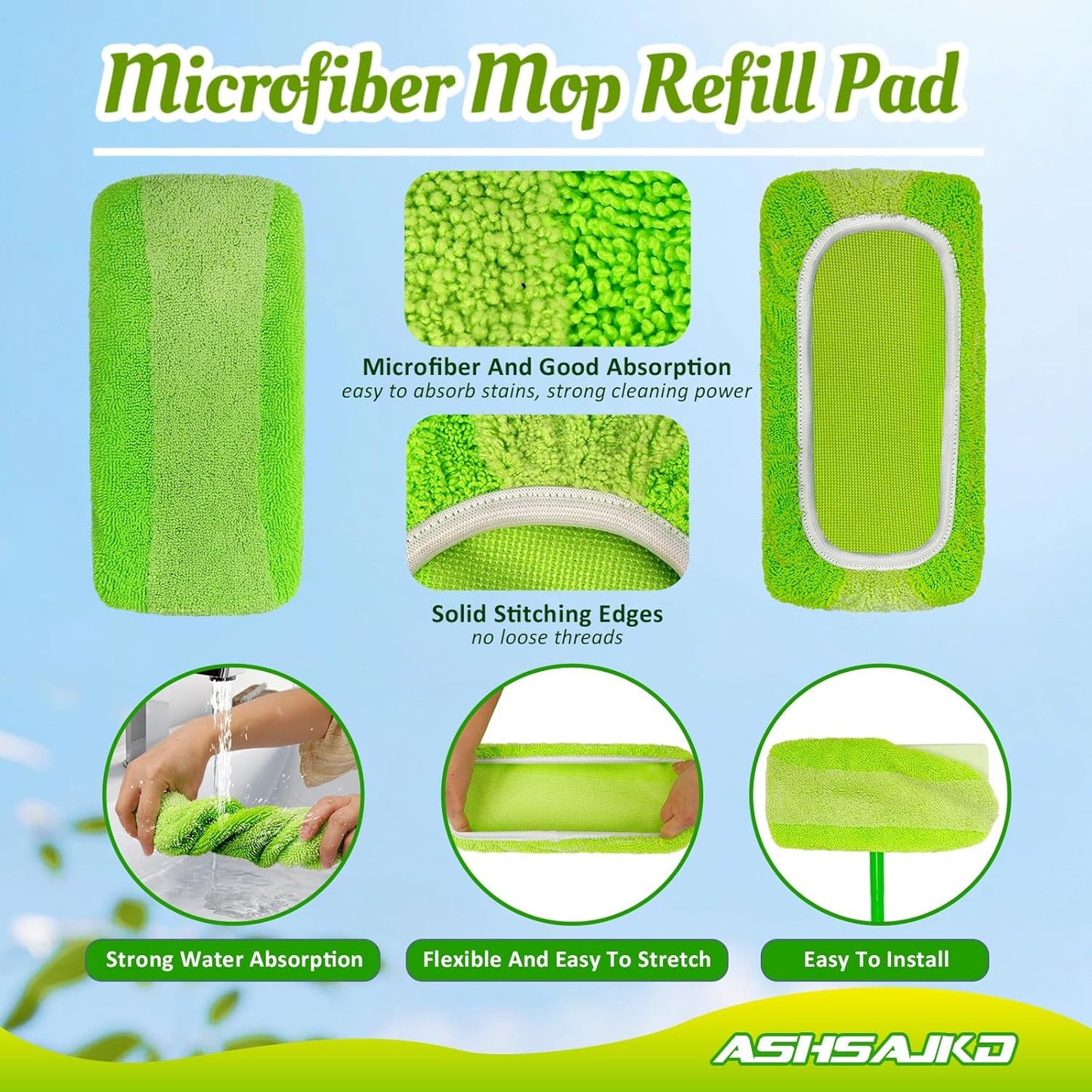 Microfiber Wet Dry Mop Pads Reusable Refills 10-12 inch Sweeper Mops for Cleaning Floors and Hardwood Floors 4 Pack