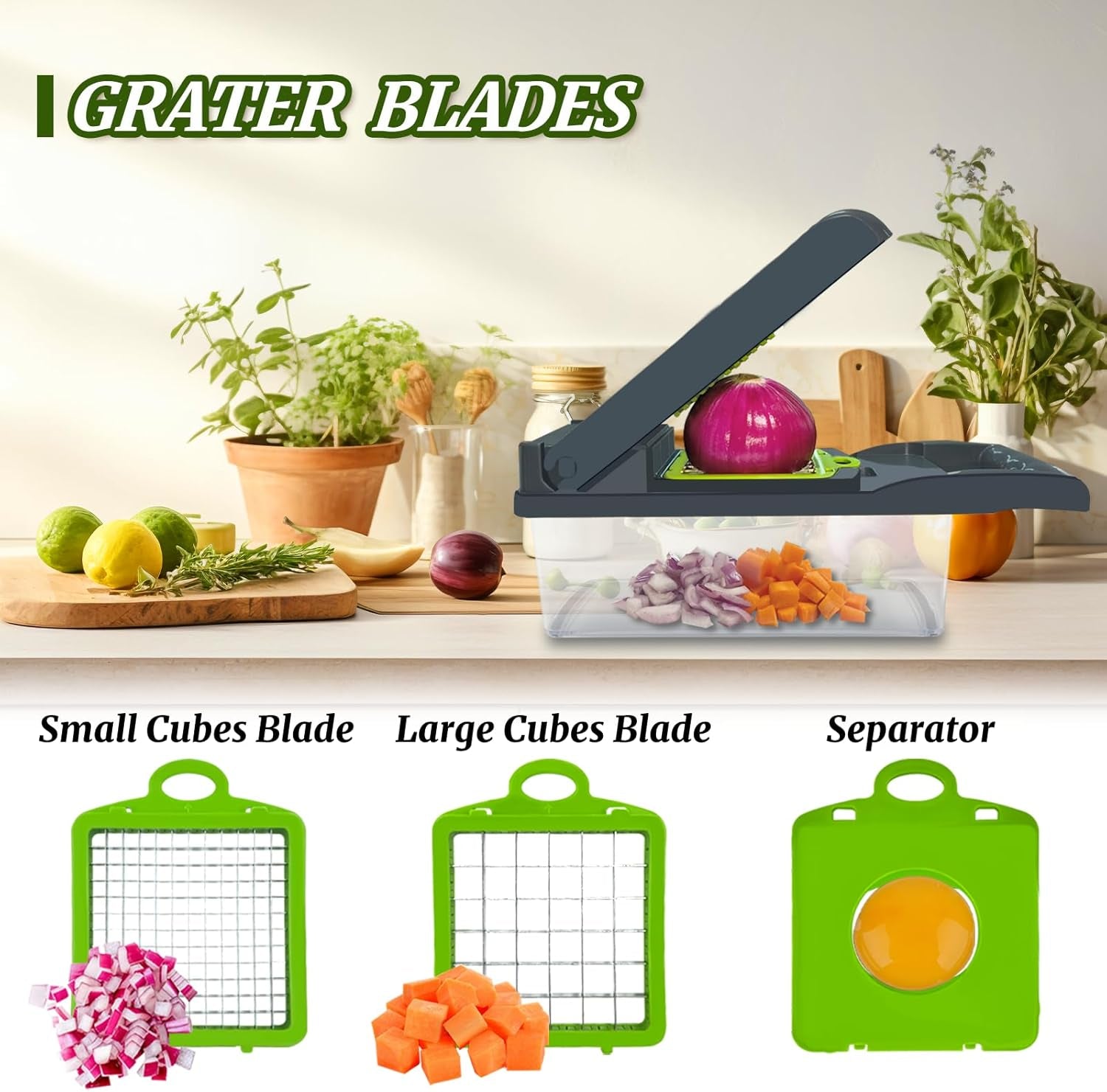 Vegetable Fruit Chopper Slicer Cutter Veggie Dicer Peeler Kitchen Multi-Functional 8 Multipurpose Blades and Hand Guard