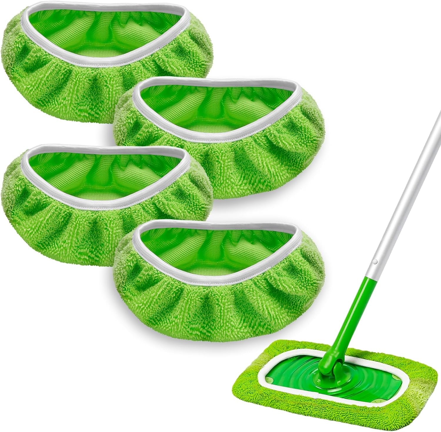 Microfiber Wet Dry Mop Pads Reusable Refills 10-12 inch Sweeper Mops for Cleaning Floors and Hardwood Floors 4 Pack