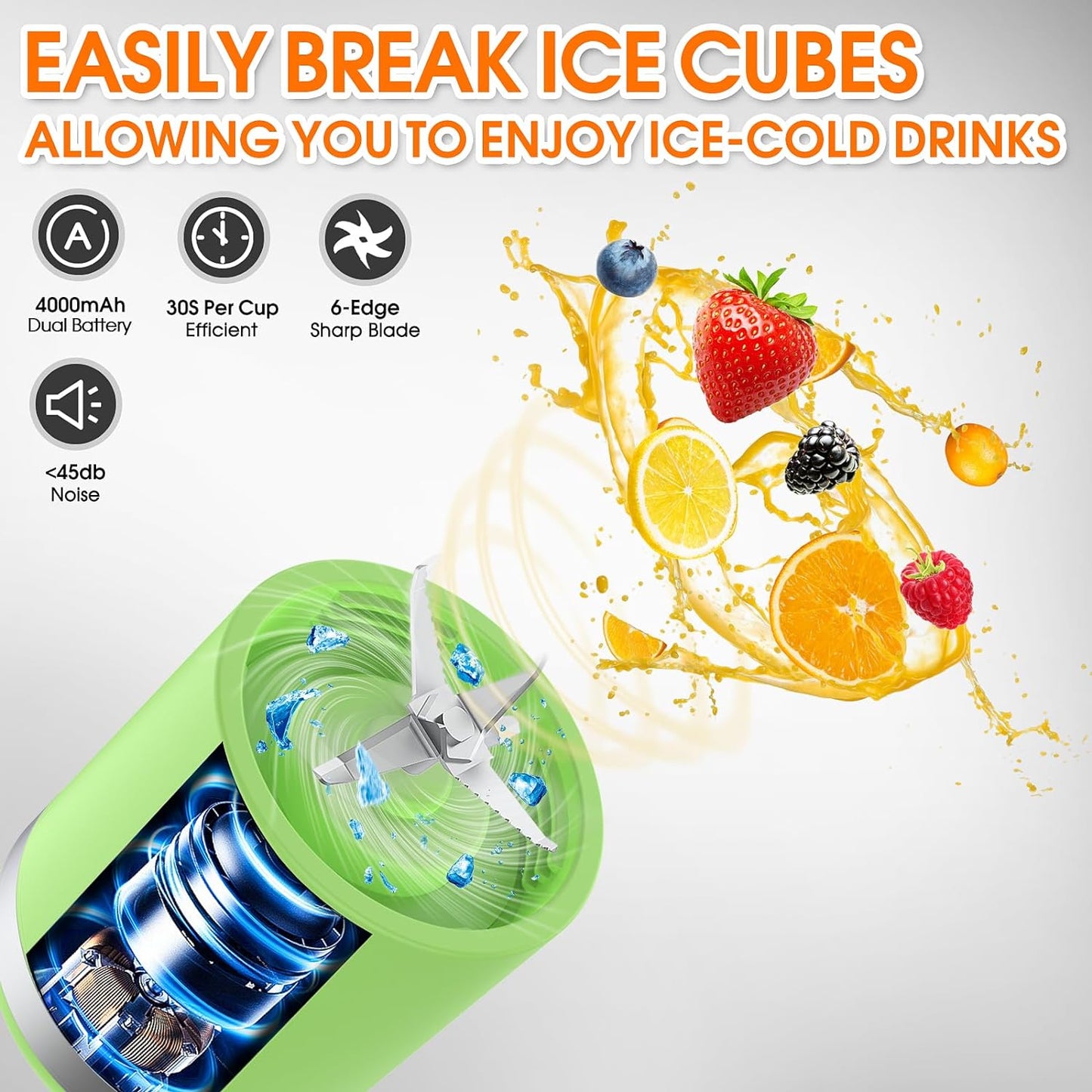 Personal Portable Mini Blender Mixer Juicer with Cup USB Rechargeable For Smoothies and Shakes 15.2 oz  6 Blades