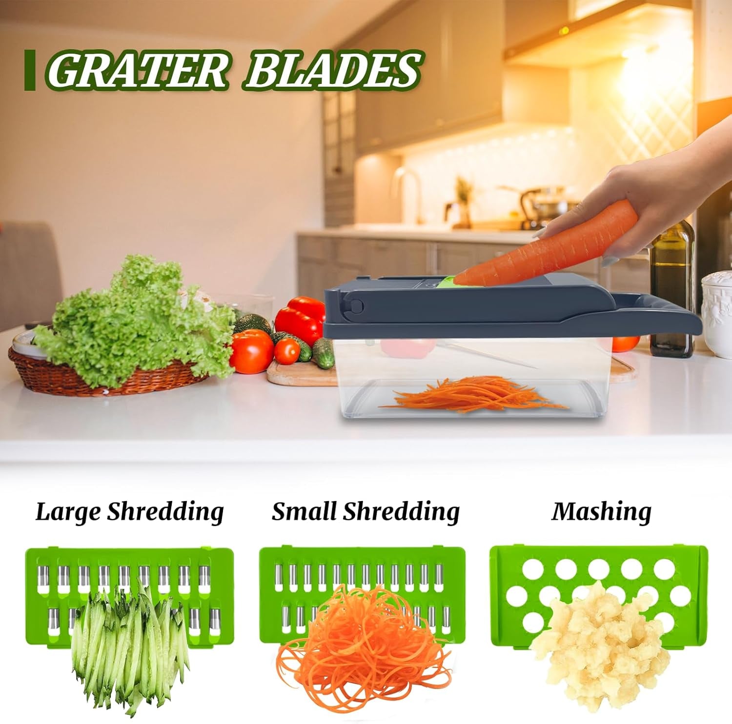 Vegetable Fruit Chopper Slicer Cutter Veggie Dicer Peeler Kitchen Multi-Functional 8 Multipurpose Blades and Hand Guard